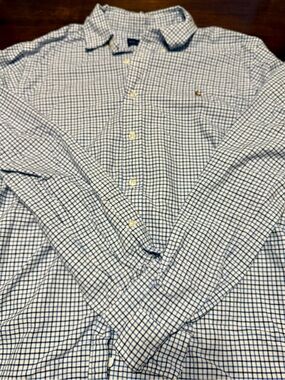 Ralph Lauren Blue and White Check Button-Down Shirt